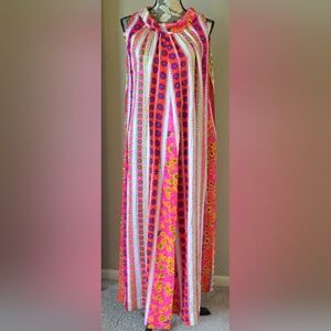 Vibrant Pink Multicolor Maxi Dress
